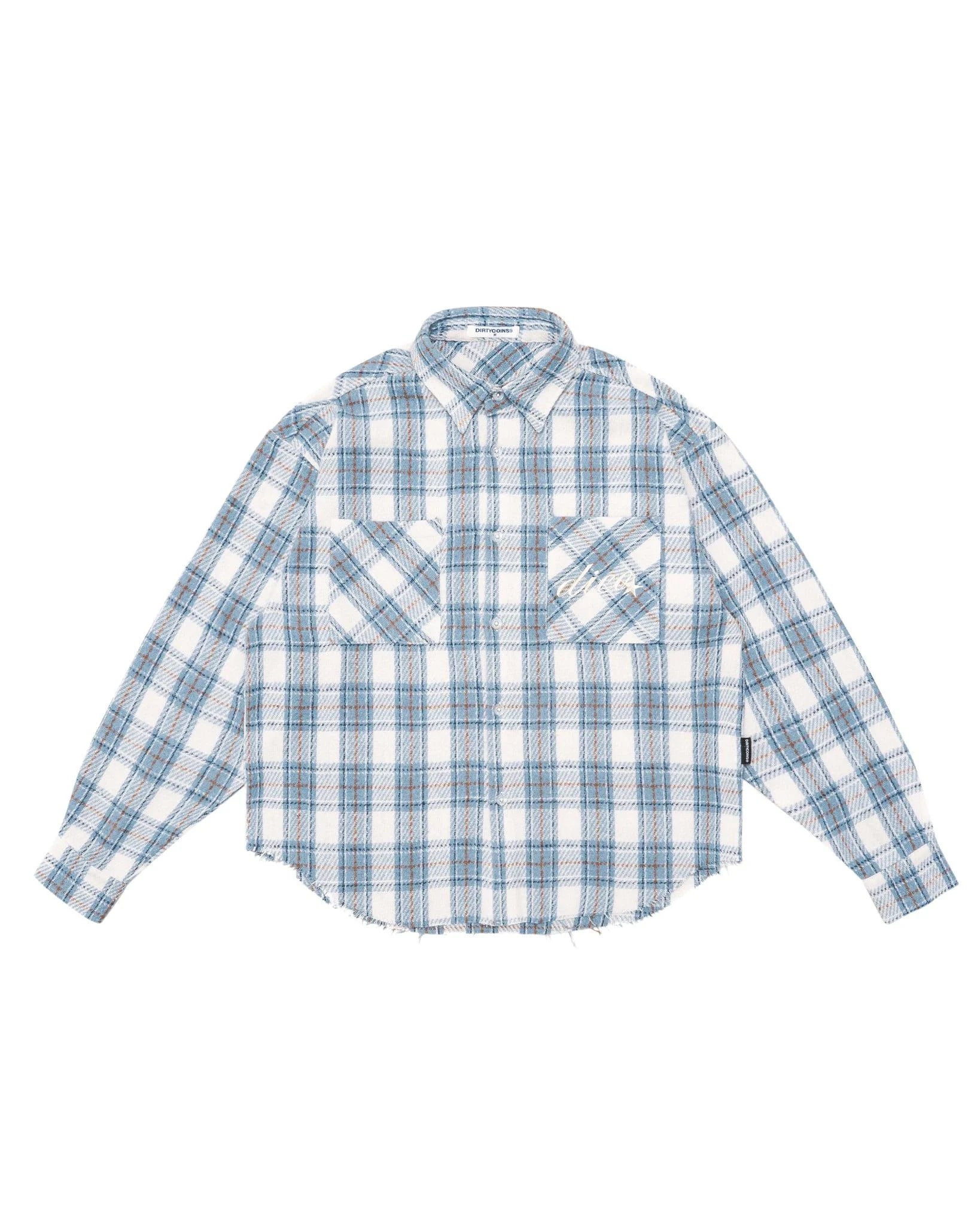 DIRTYCOINS ÁO KHOÁC FLANNEL RAW HEM EMBROIDERY