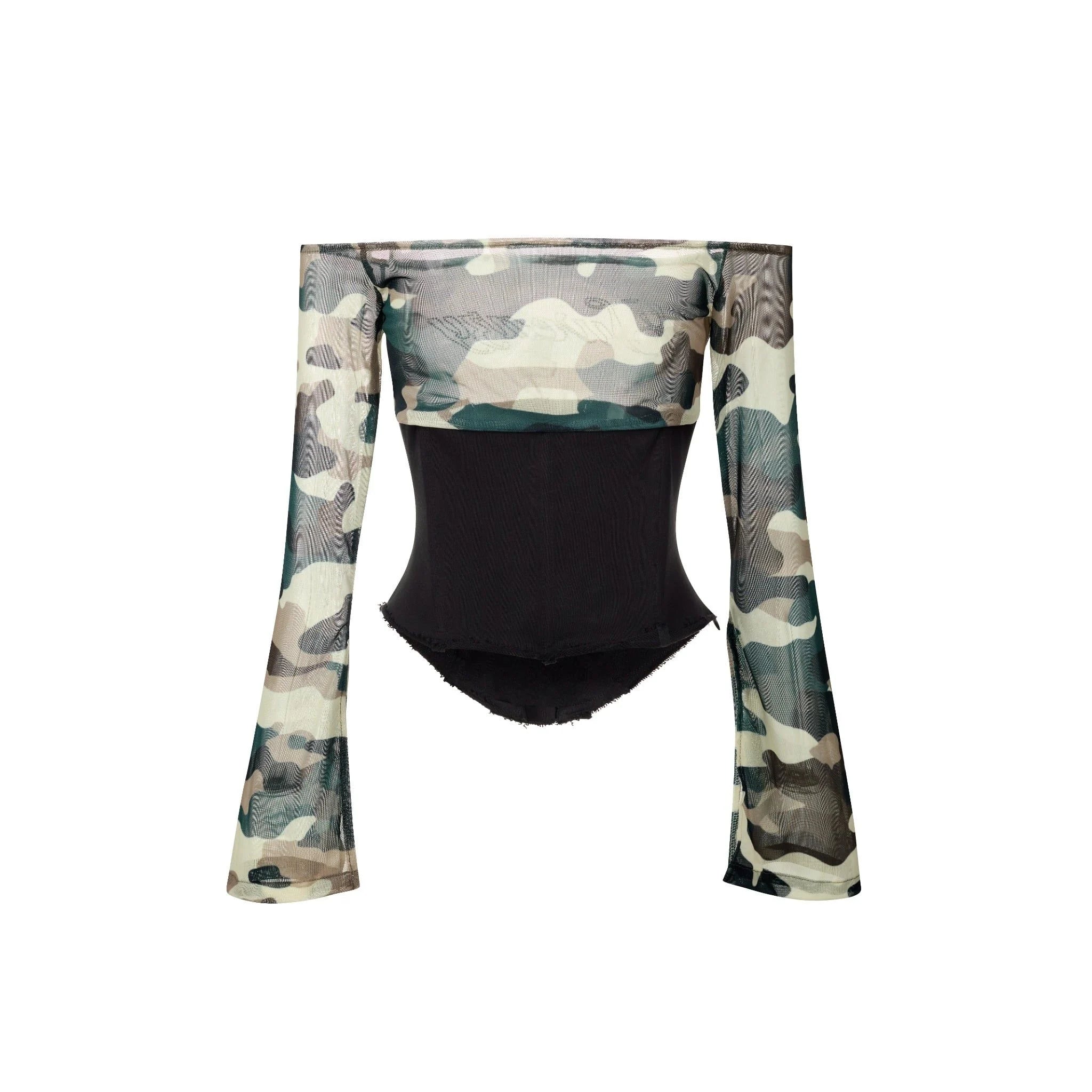 SWE OFF-SHOULDER CORSET TOP - BLACK