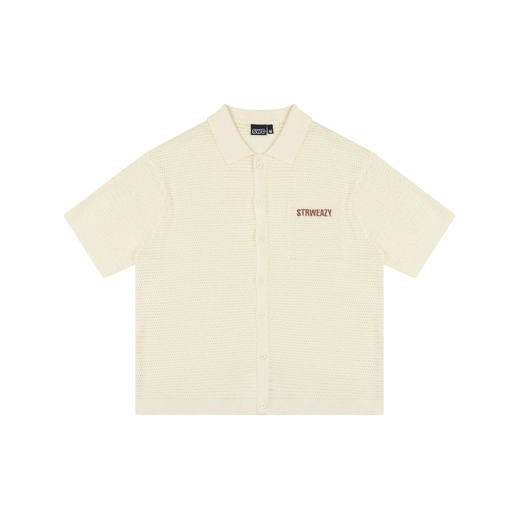 SWE CROCHET KNIT SHIRT - CREAM