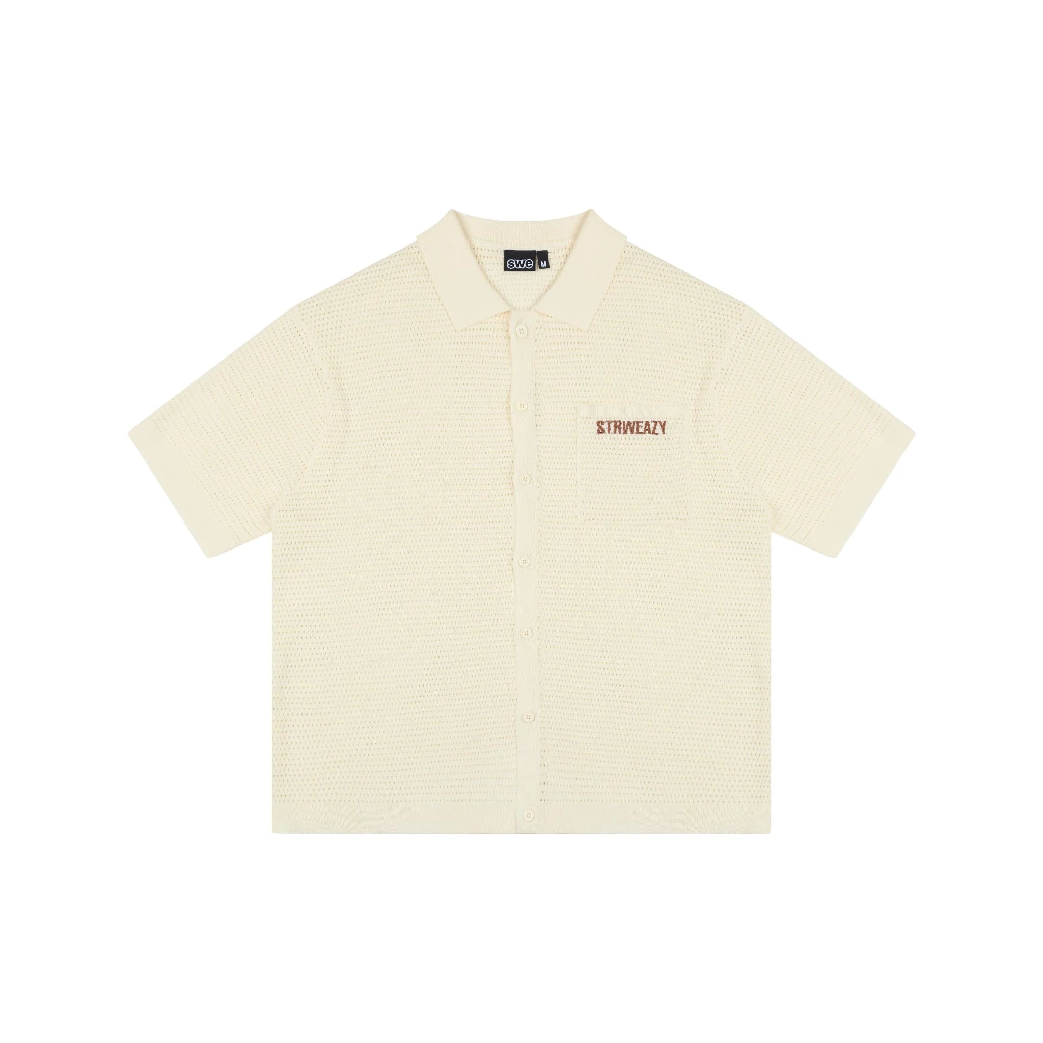 SWE CROCHET KNIT SHIRT - CREAM