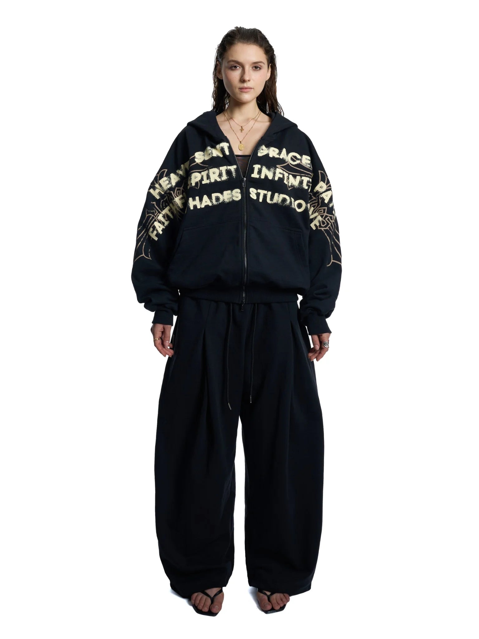 HADES HEAVENS CALL HOODIE ZIP - BLACK