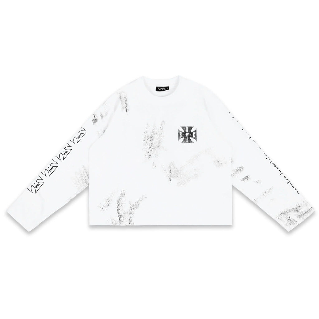 SWE CROSS L/S BOXY TEE - WHITE