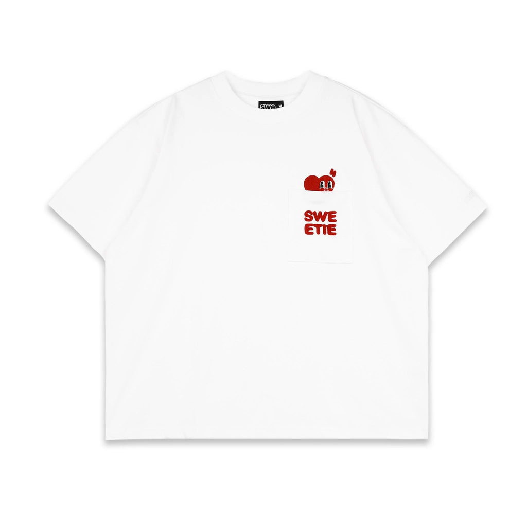SWE PEEKING POCKET BOXY TEE - WHITE