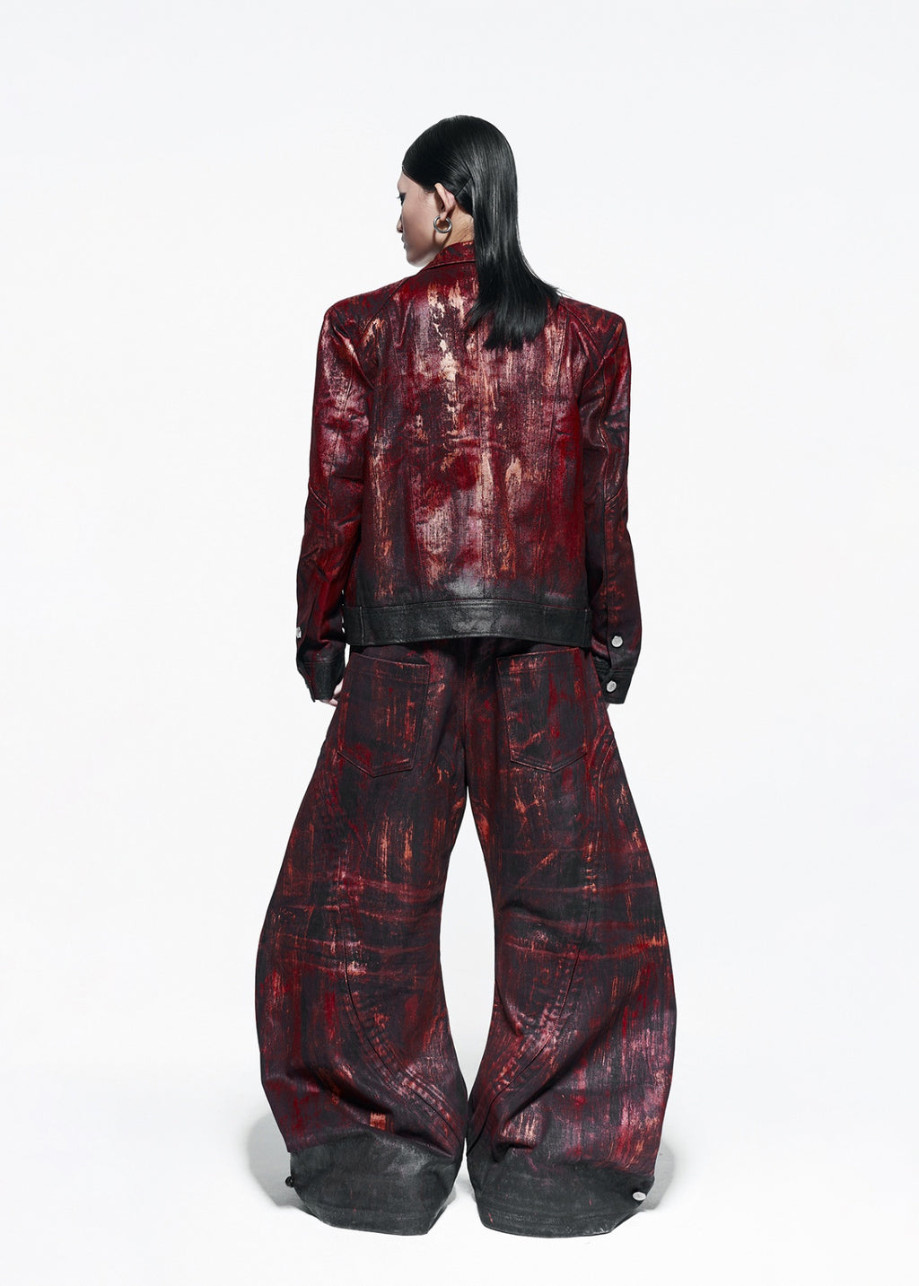 RICH QD.115D BLOOD WAXED S-WIDE PANTS