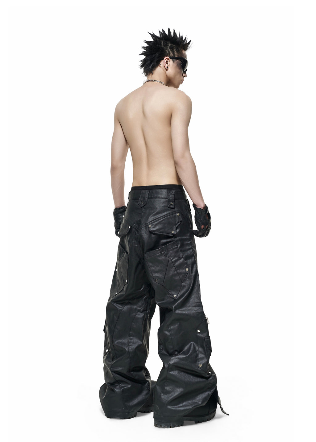 RICH QD.120B WAXED KNIGHT WIDE PANTS