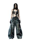 RICH QD.120C DIRTY WASHED KNIGHT WIDE PANTS