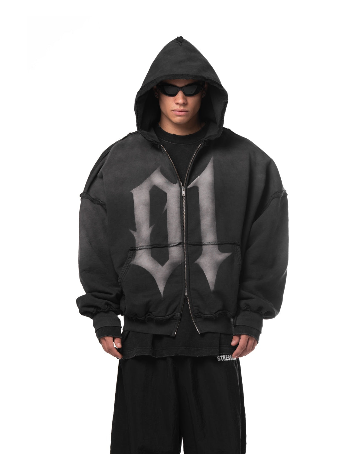 STRESSMAMA MAMAFIA 01 ZIP HOODIE - BLACK