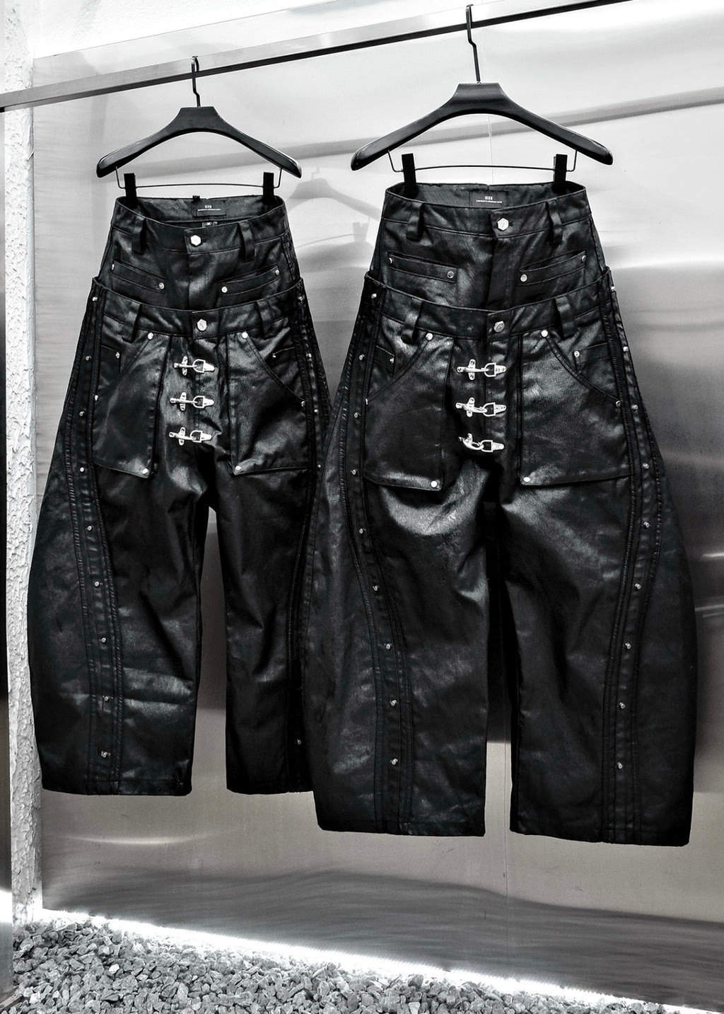 RICH QD.123 MOCK DOUBLE WAIST WIDE LEG PANTS