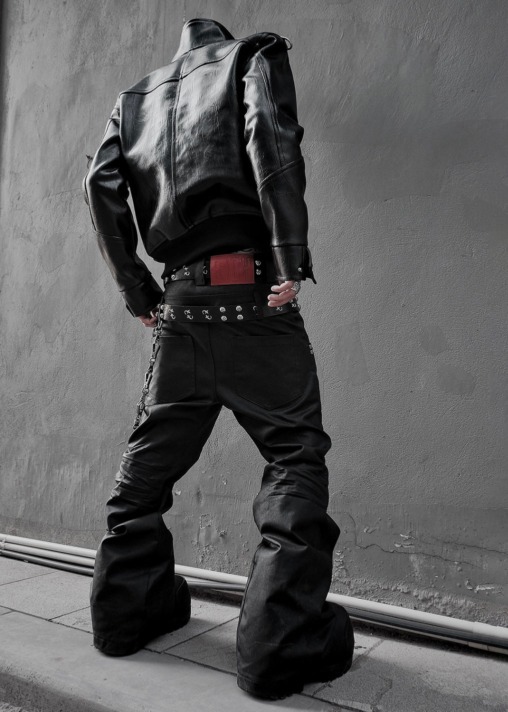 RICH QD.124 DOUBLE WAIST FLARE WAXED PANTS
