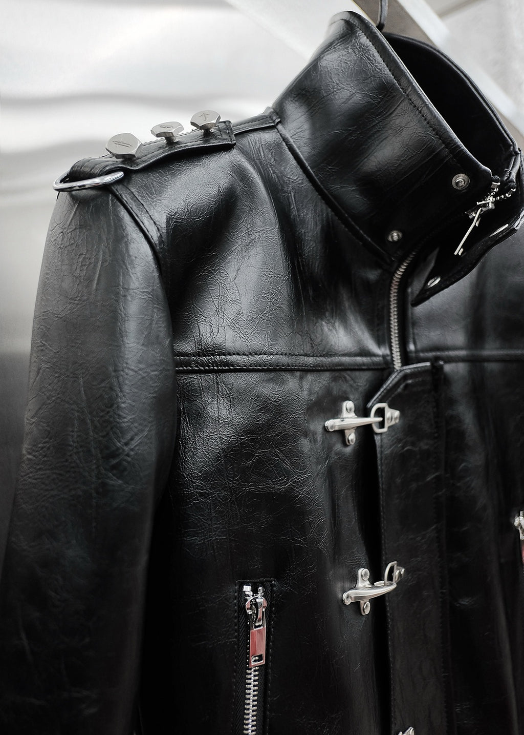 RICH AK.097 HIGH NECK LEATHER BOMBER JACKET