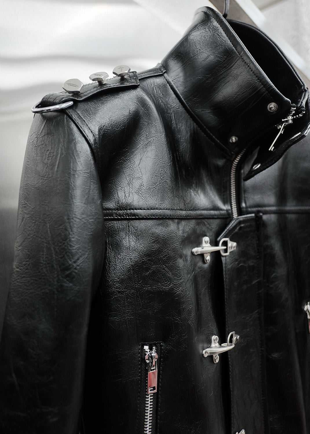 RICH AK.097 HIGH NECK LEATHER BOMBER JACKET