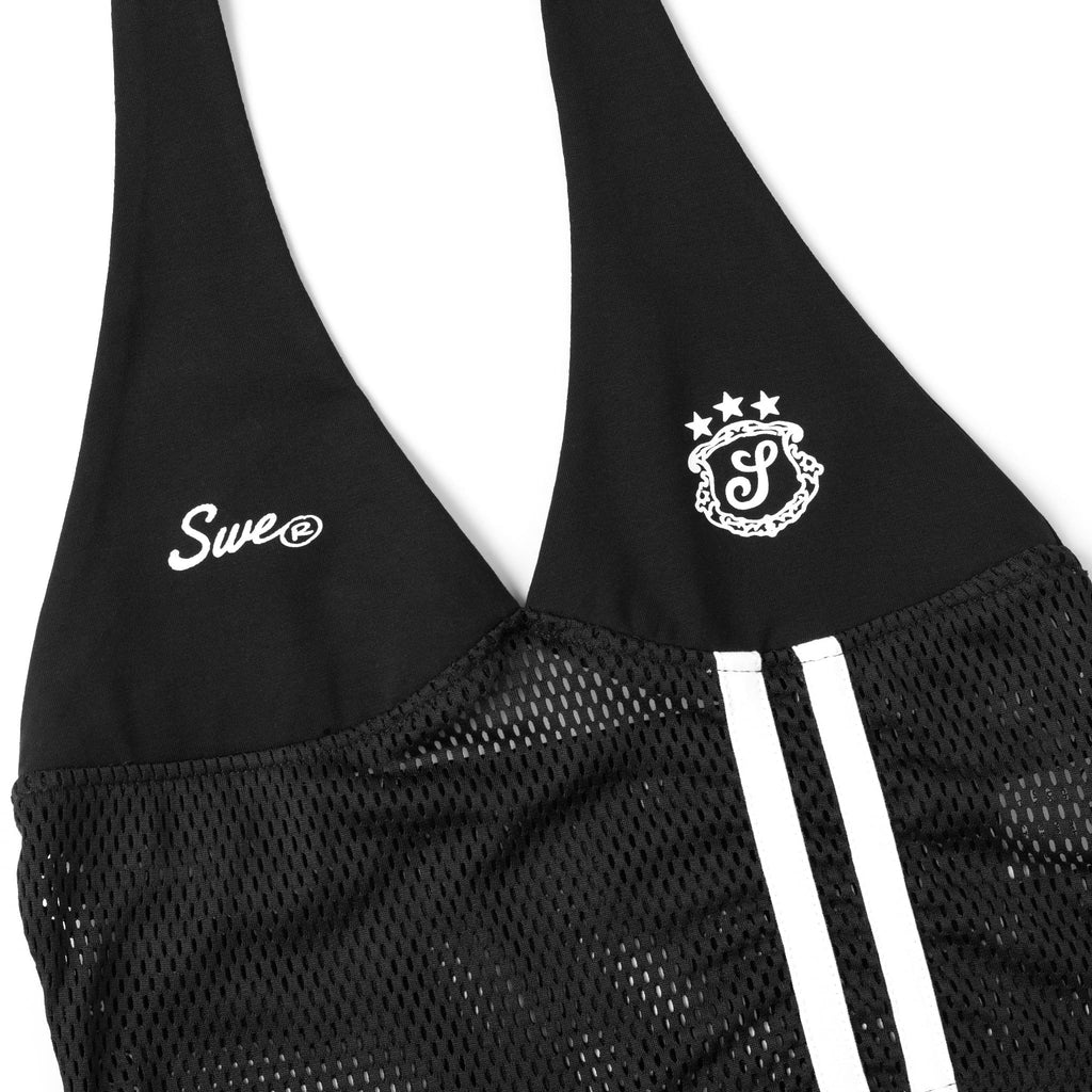 SWE HALTER MESH TOP - BLACK