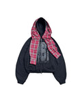 MBI CHECKERED SCARF ZIP HOODIE - FADED BLACK