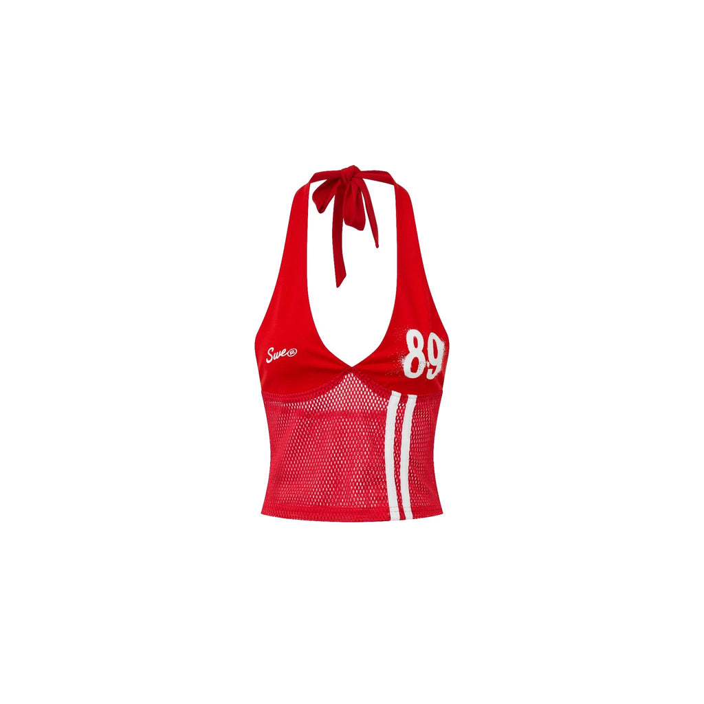 SWE HALTER MESH TOP - RED
