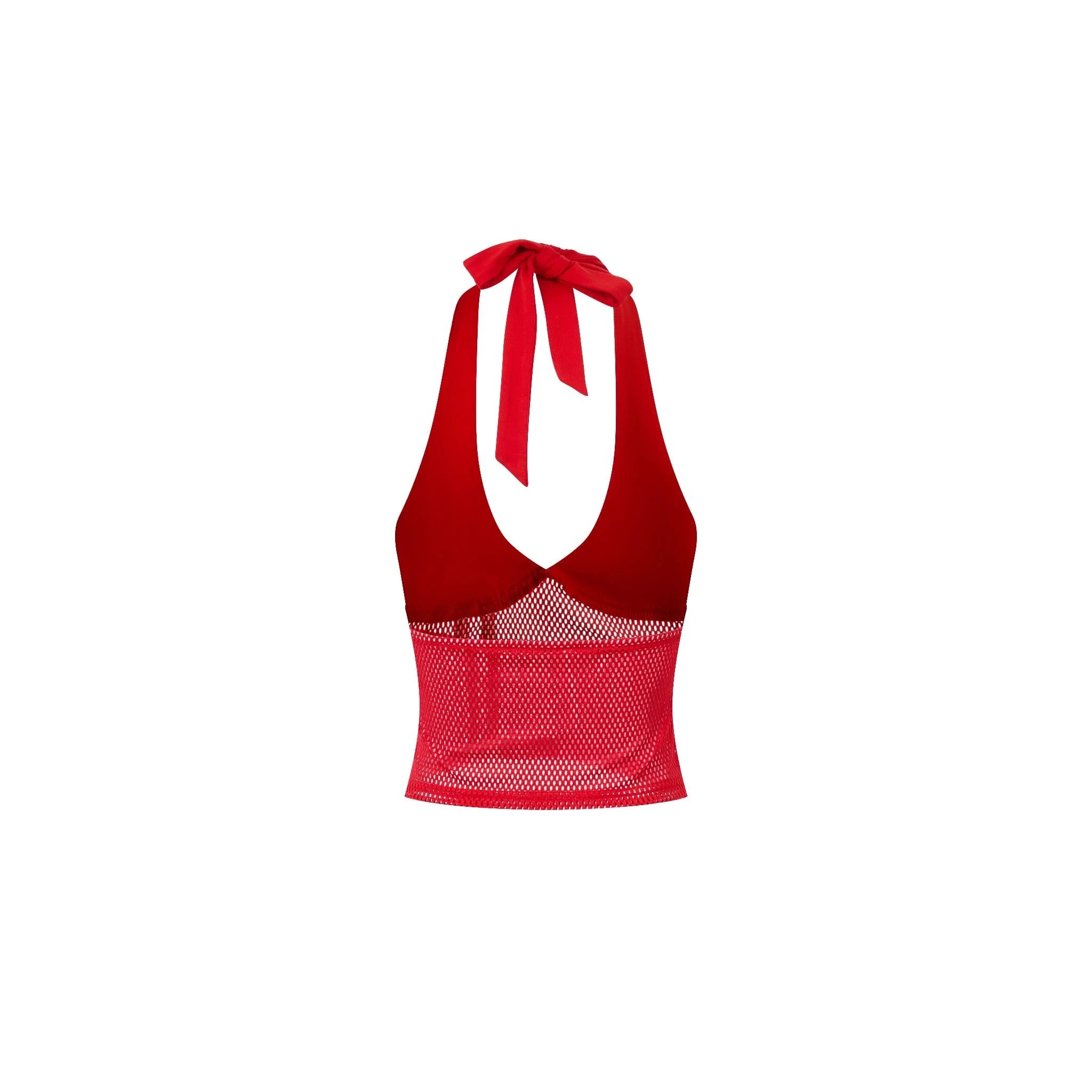 SWE HALTER MESH TOP - RED