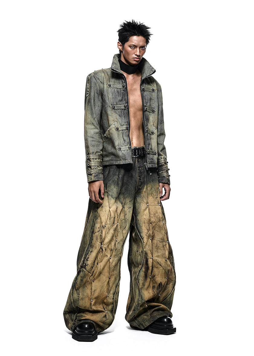RICH AK.098B NAPOLEON DIRT WASHED DENIM JACKET