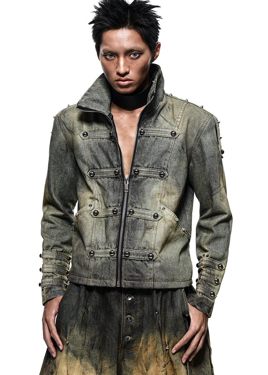 RICH AK.098B NAPOLEON DIRT WASHED DENIM JACKET