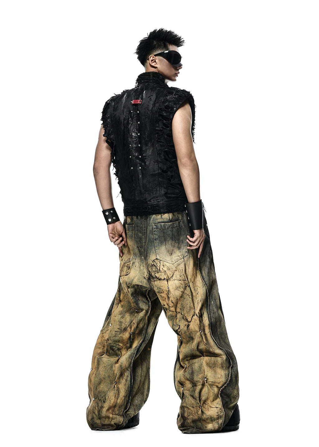 RICH AK.099 RIPPED WAX DENIM VEST