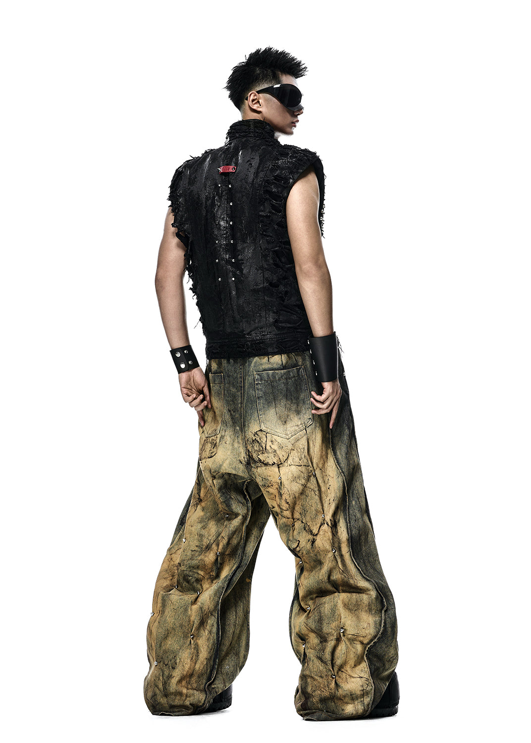RICH AK.099 RIPPED WAX DENIM VEST