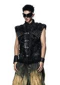 RICH AK.099 RIPPED WAX DENIM VEST