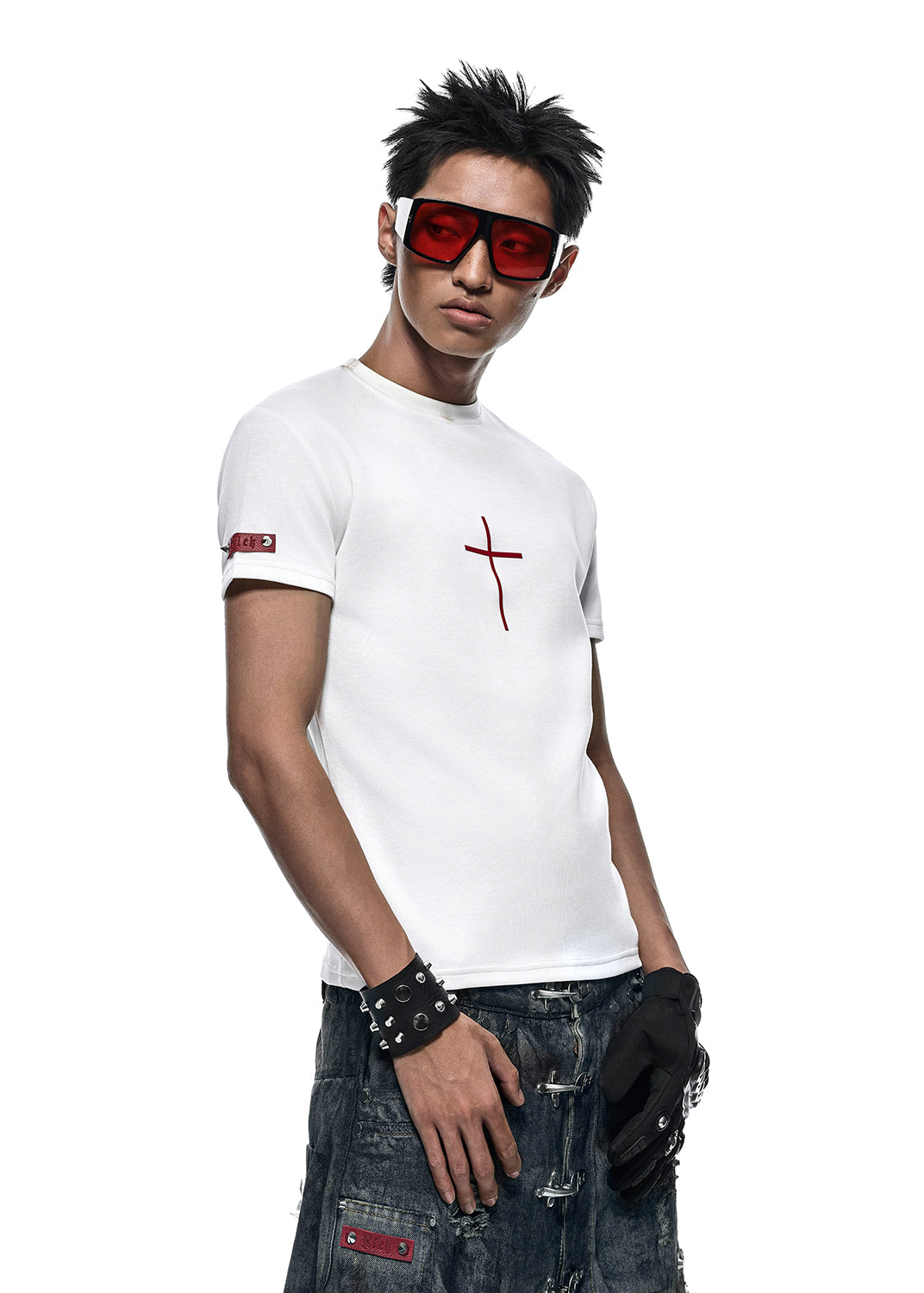 RICH AN.127B DRKNSS CLUB CROSS T-SHIRT (WH)