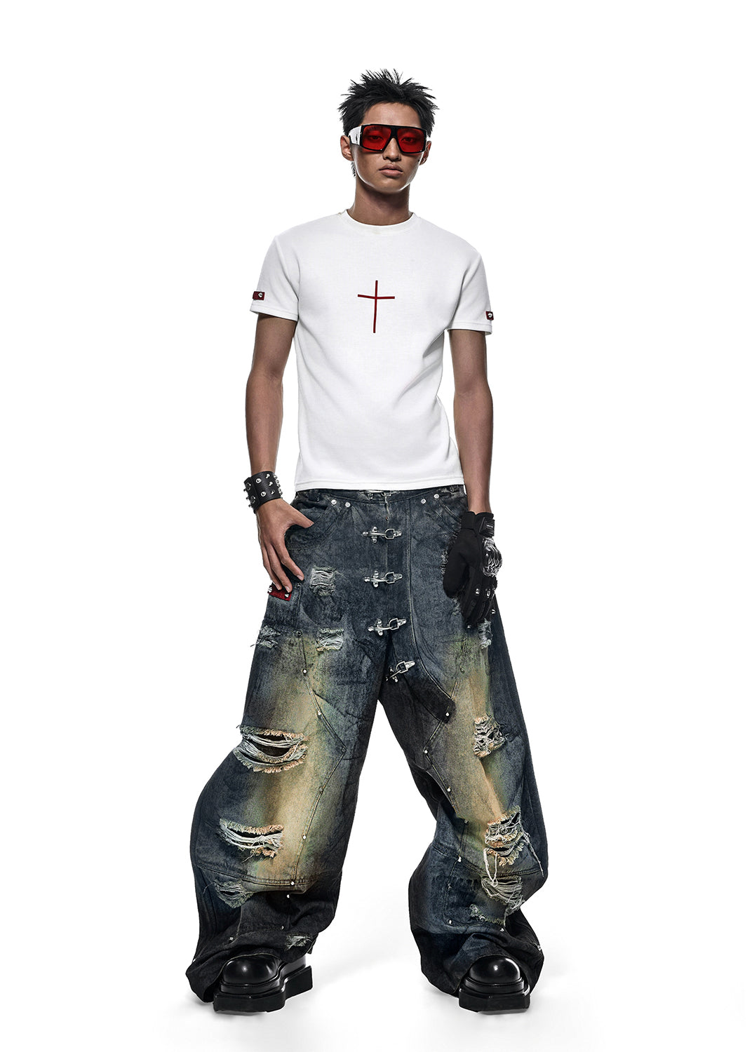 RICH AN.127B DRKNSS CLUB CROSS T-SHIRT (WH)