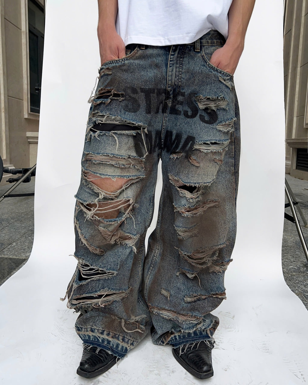 SSMA HOLIDAY24 DESTROYED JEANS - BLUE