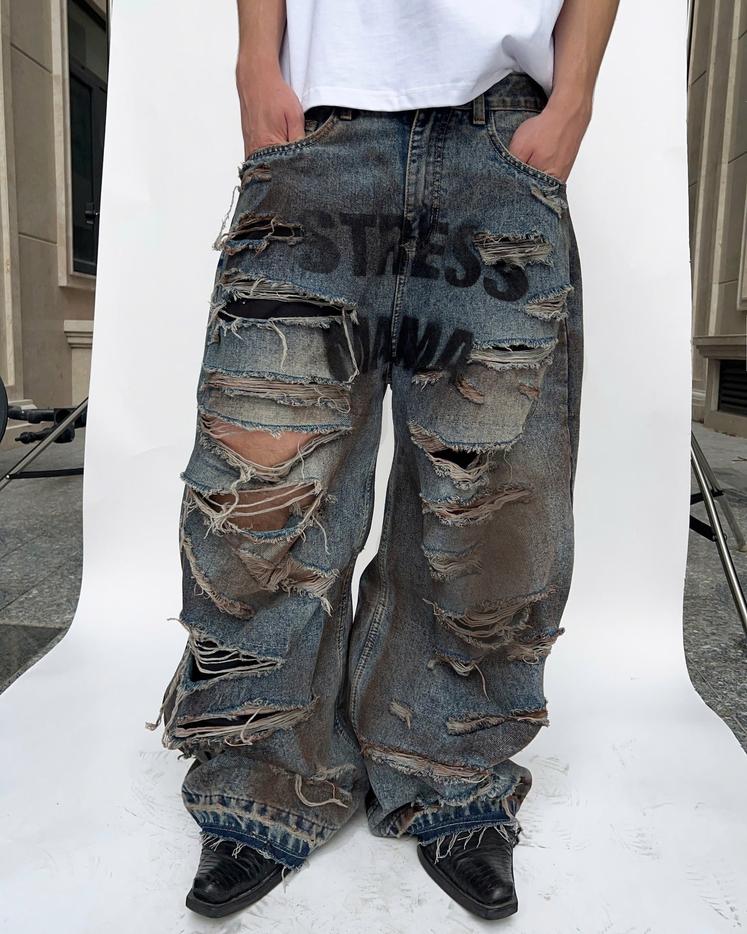 SSMA HOLIDAY24 DESTROYED JEANS - BLUE