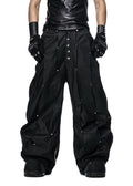 RICH QD.126A MULTI RIVET WAXED WIDE PANTS