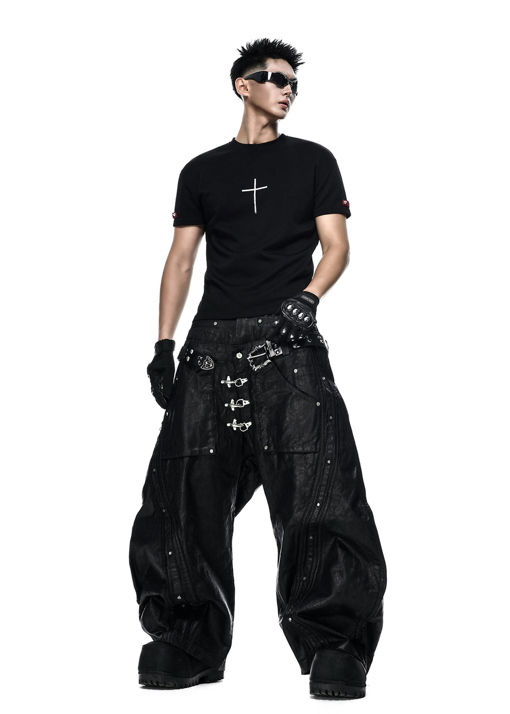 RICH QD.123 MOCK DOUBLE WAIST WIDE LEG PANTS