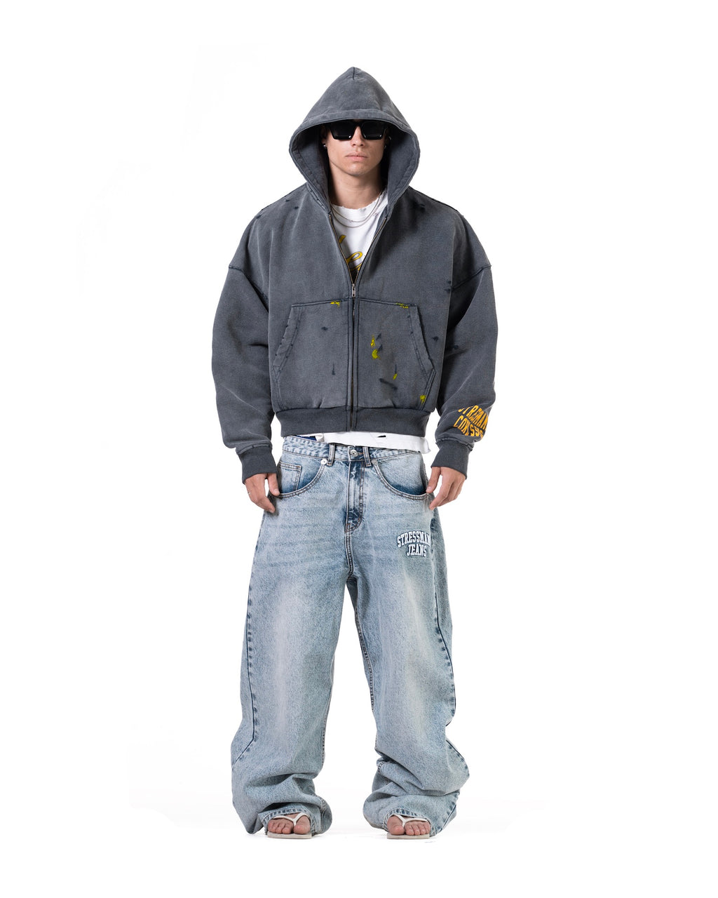 STRESSMAMA SS26 CORE V2 ZIP HOODIE - DARK BLUE