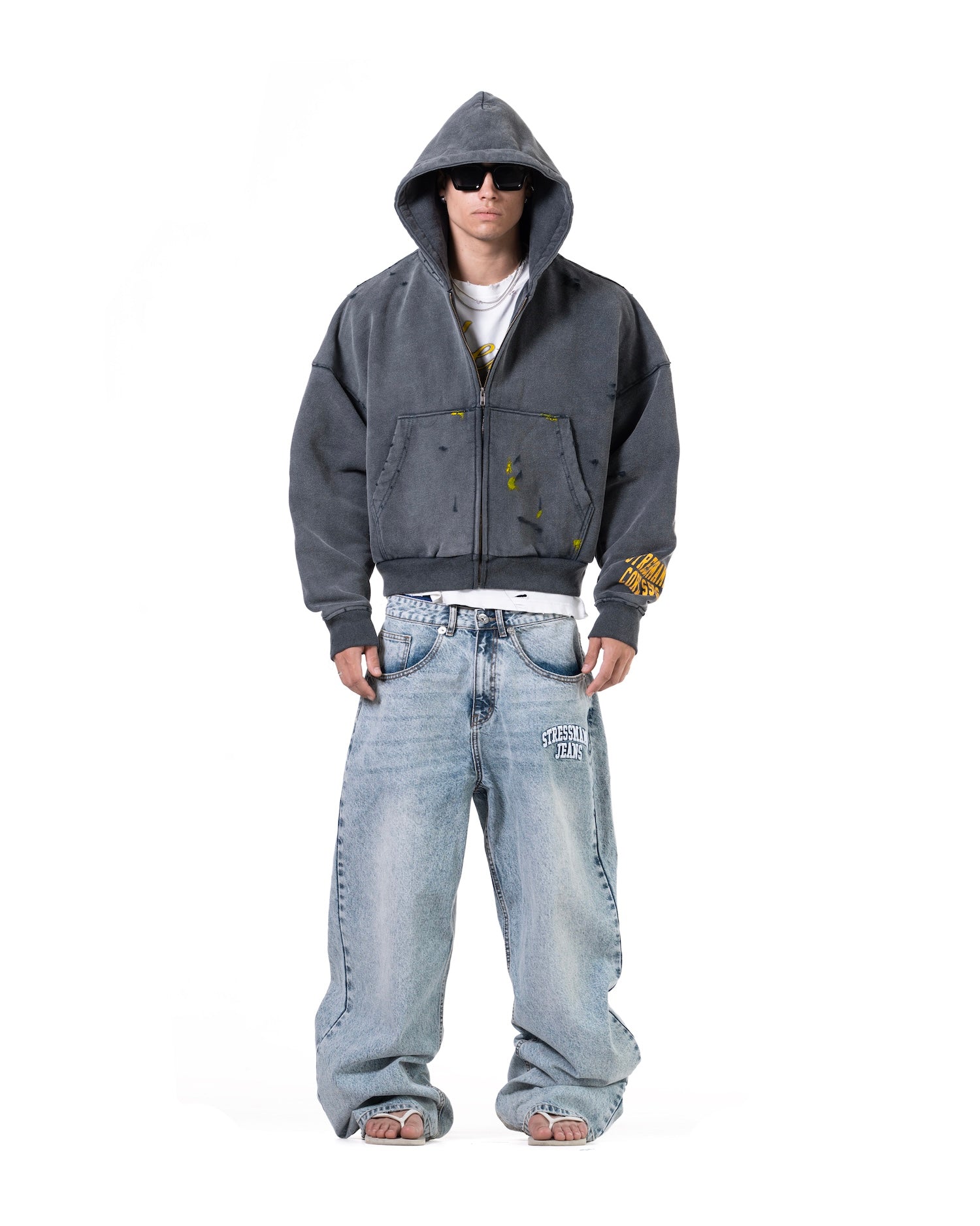 STRESSMAMA SS26 CORE V2 ZIP HOODIE - DARK BLUE