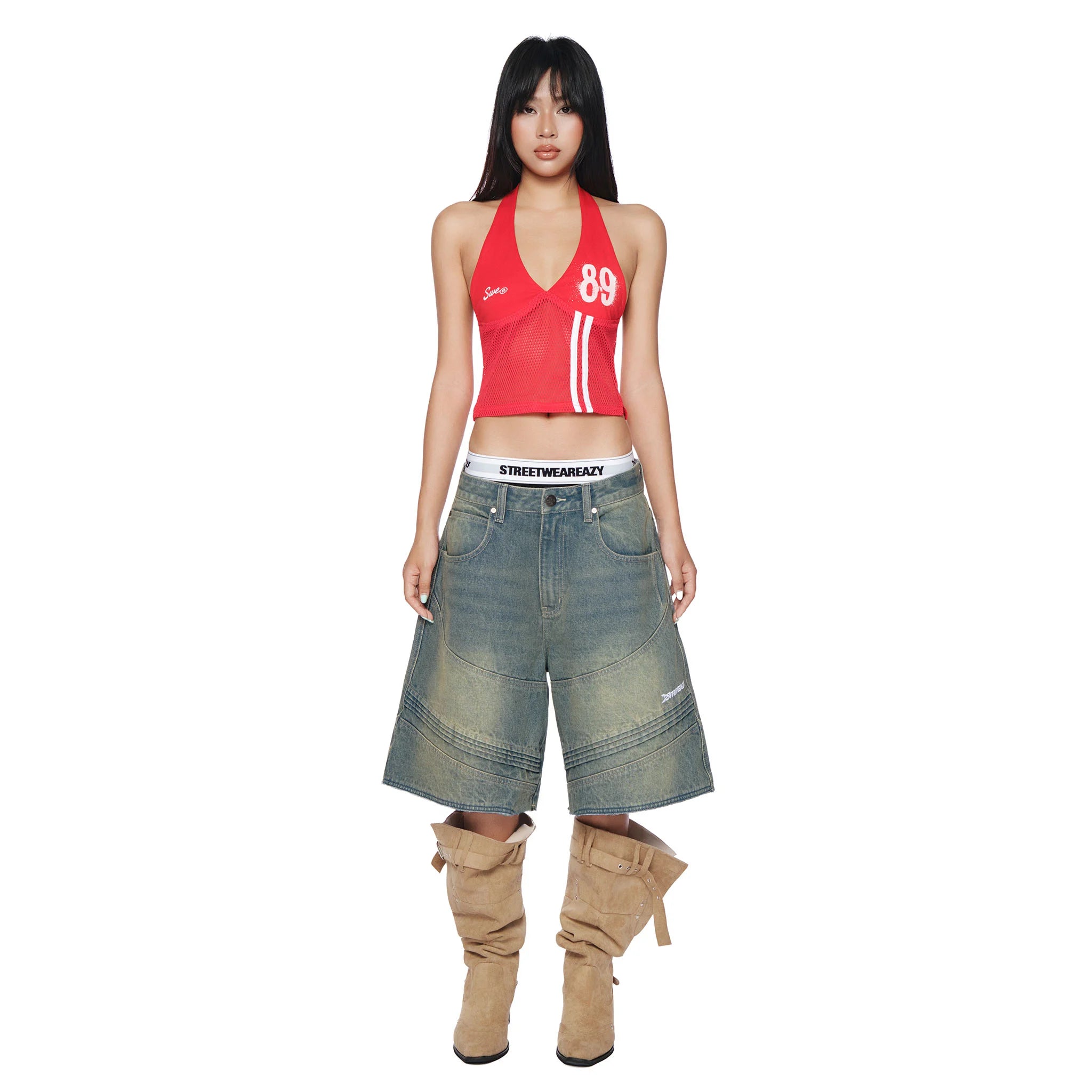 SWE HALTER MESH TOP - RED