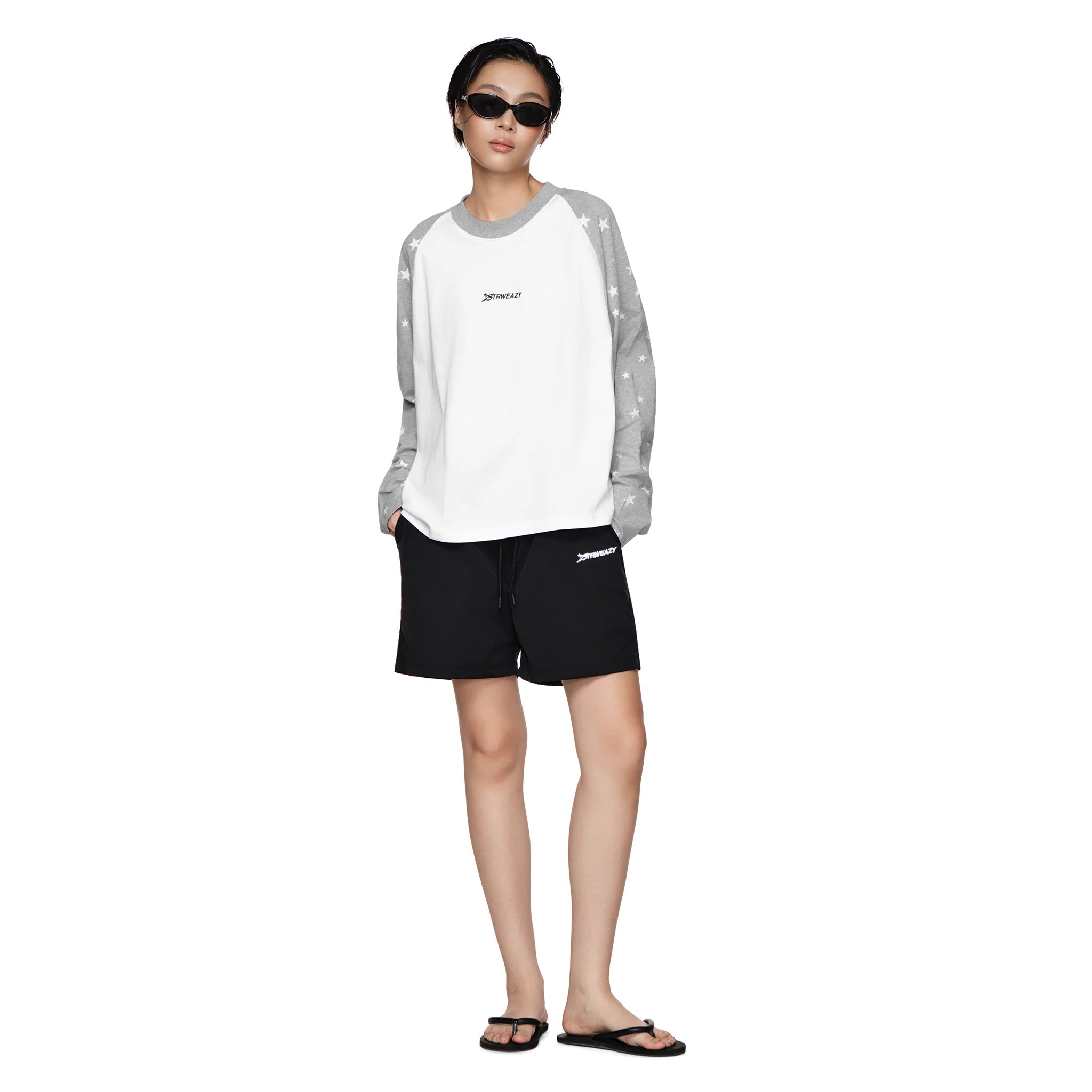 SWE STARFALL BOXY L/S TEE - GRAY/WHITE