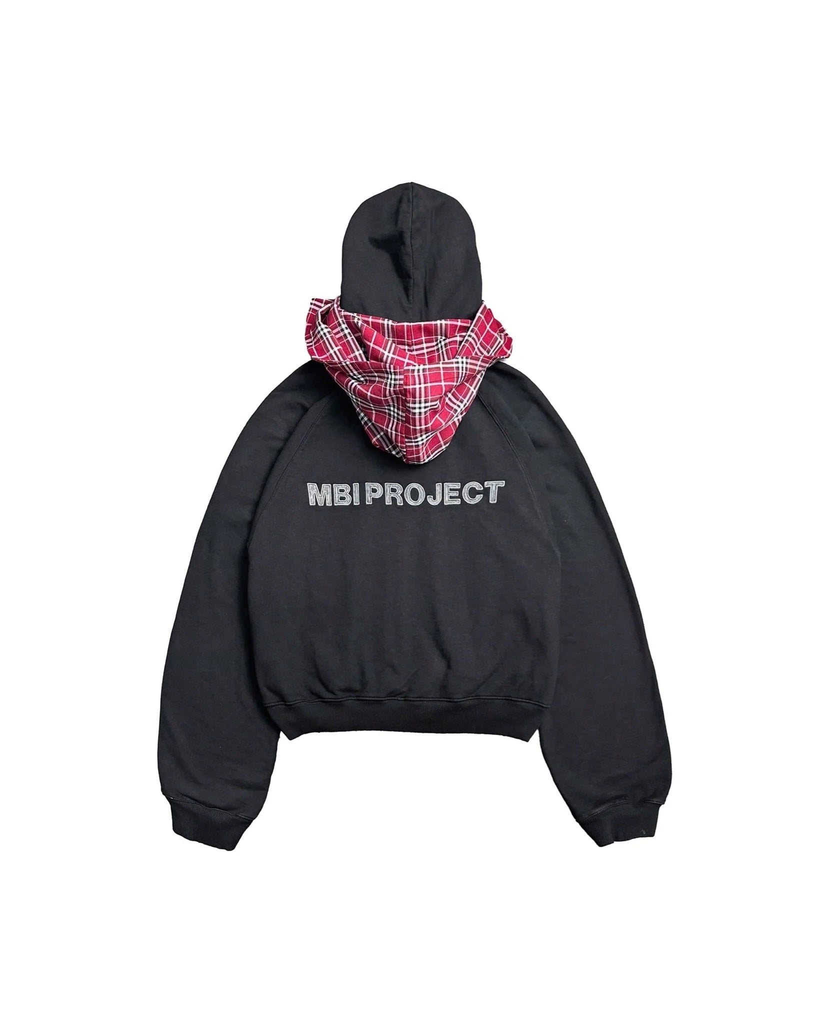 MBI CHECKERED SCARF ZIP HOODIE - FADED BLACK