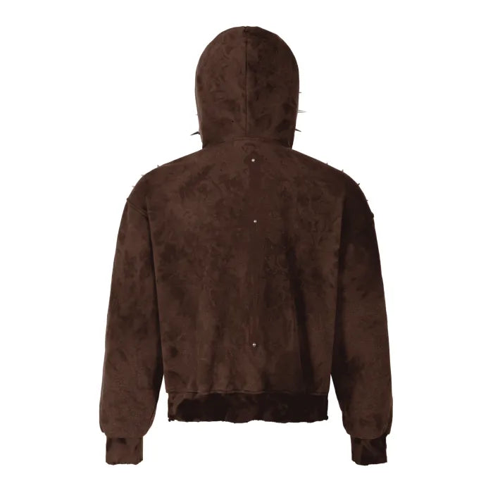 TRAPPER CLUB BROWN RITUAL BOXY ZIP HOODIE