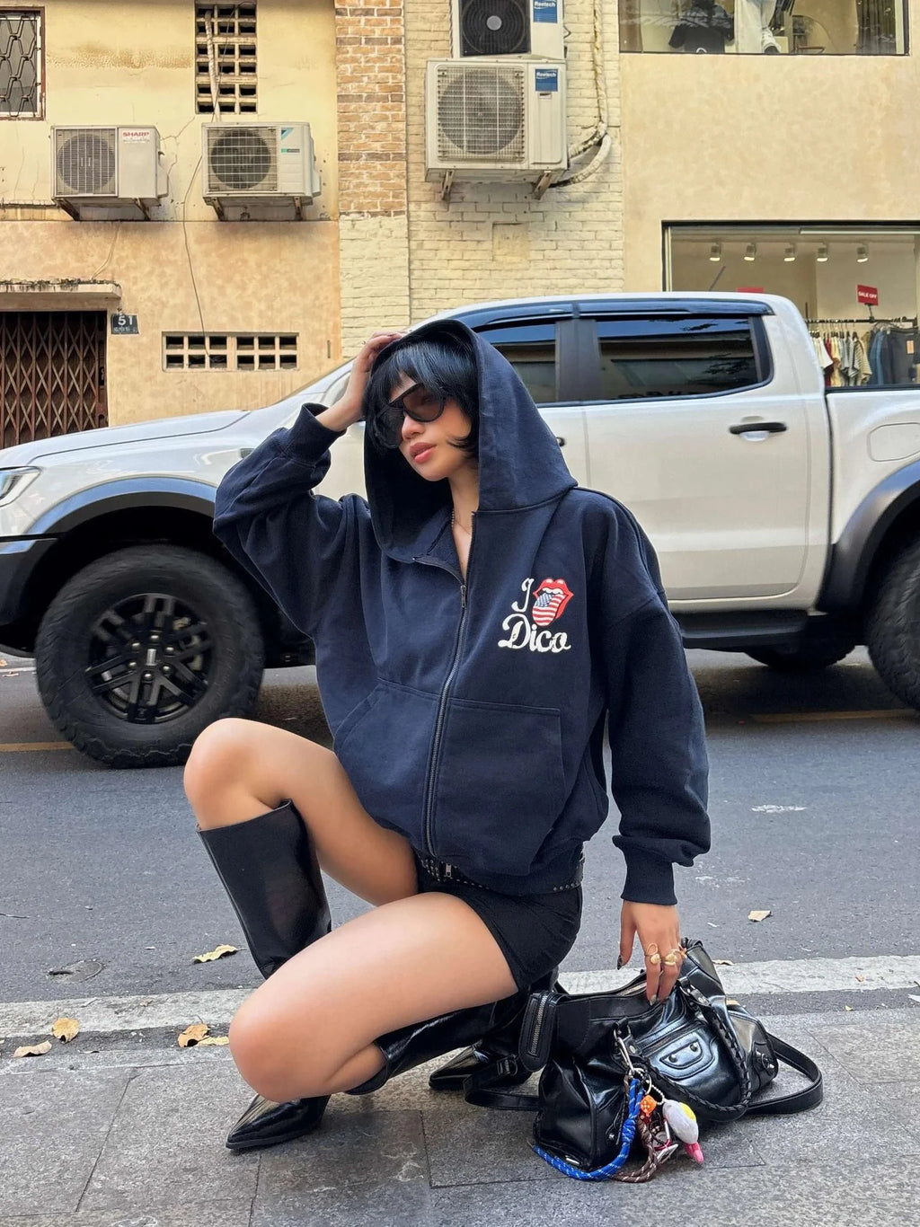 DIRTYCOINS ÁO KHOÁC HOODIE ZIP UP DCXRS US TONGUE