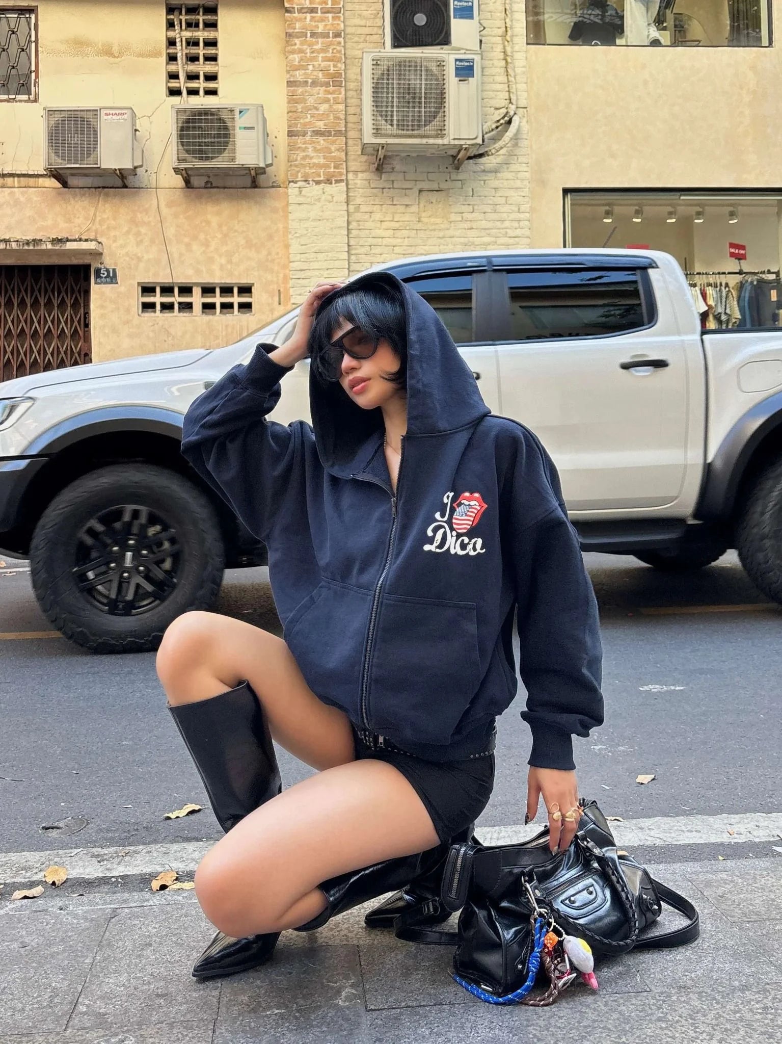 DIRTYCOINS ÁO KHOÁC HOODIE ZIP UP DCXRS US TONGUE