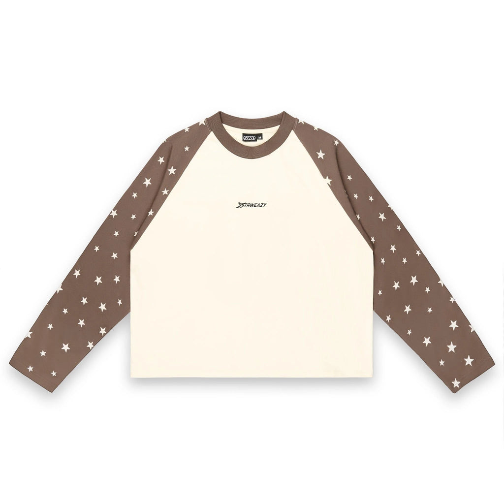 SWE STARFALL BOXY L/S TEE - BROWN/CREAM