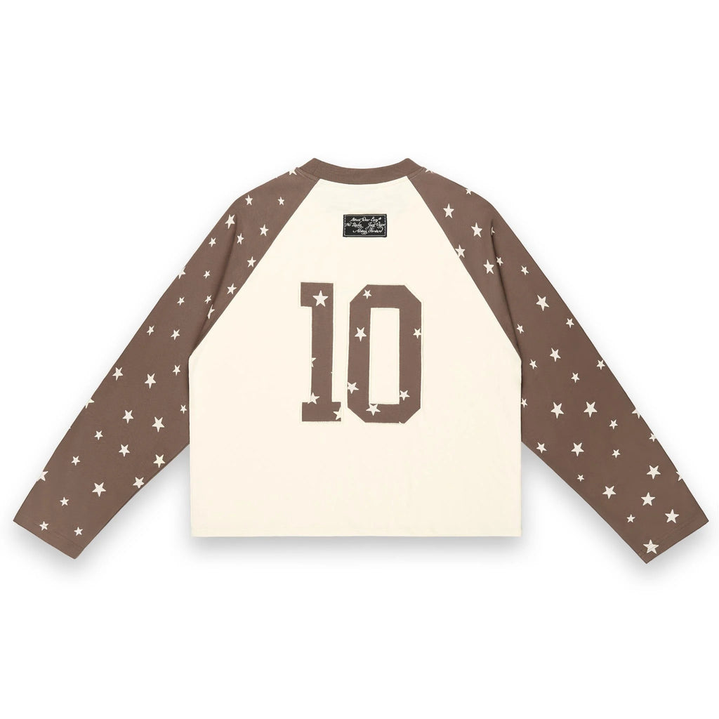 SWE STARFALL BOXY L/S TEE - BROWN/CREAM
