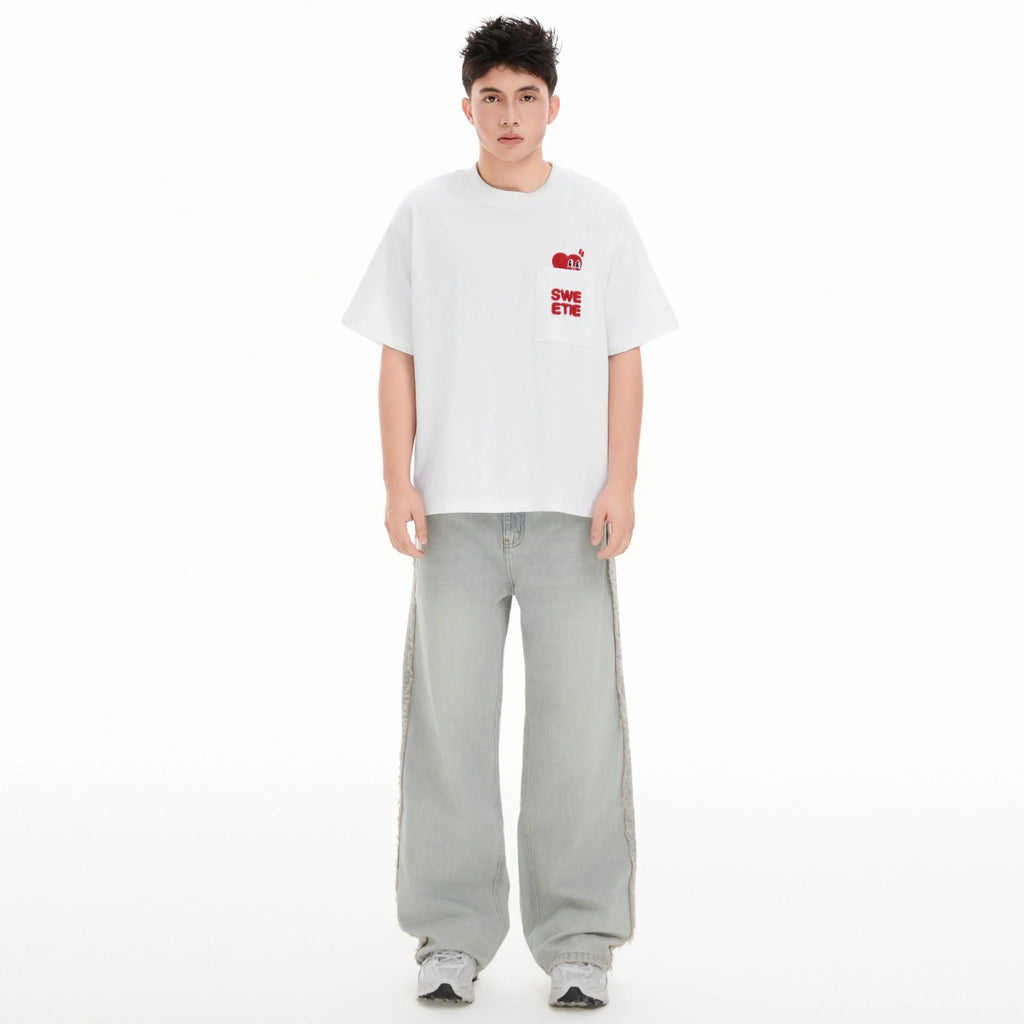 SWE PEEKING POCKET BOXY TEE - WHITE