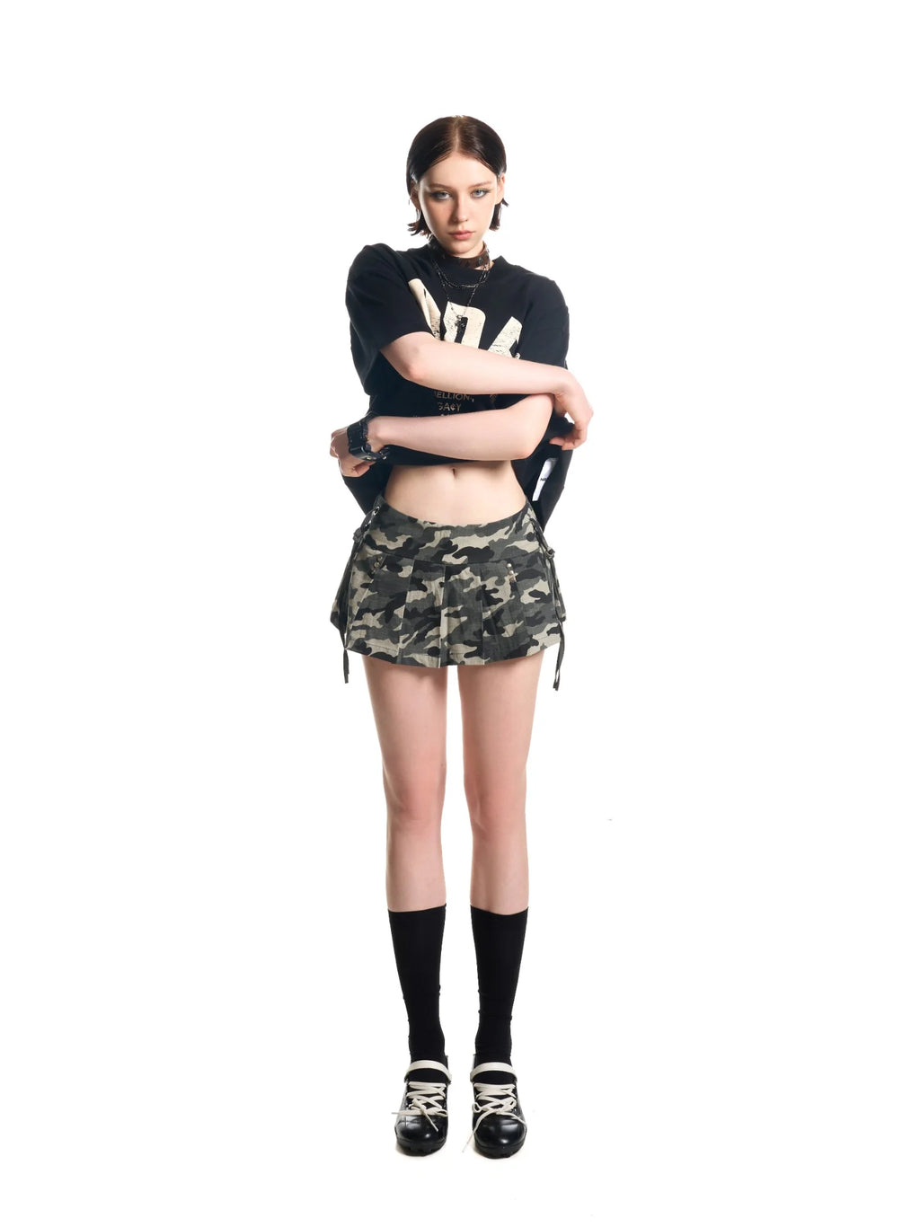HADES KHAKI CAMO MINI SKIRT