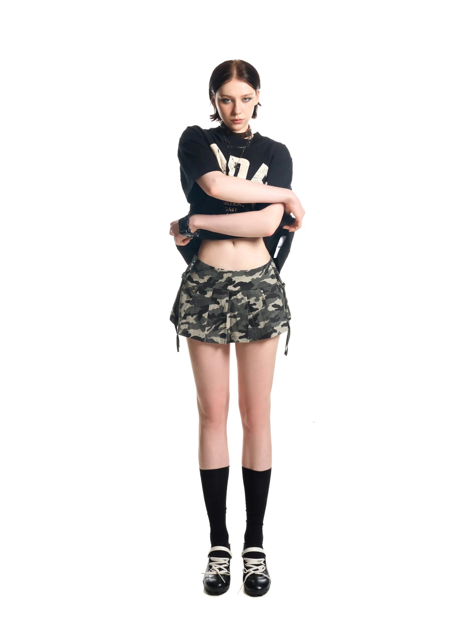 HADES KHAKI CAMO MINI SKIRT