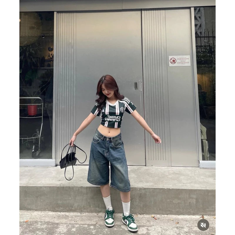WHOSE STUDIO WIDE-LEG BAGGY DENIM SHORTS