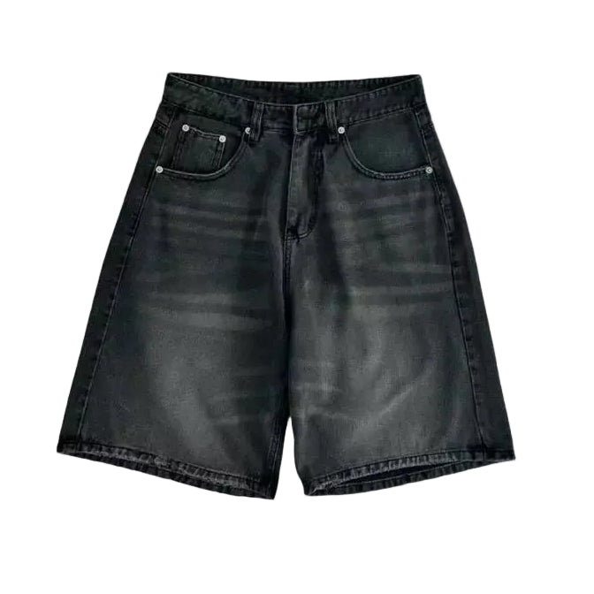 SMOKE V2 OVER-THE-KNEE BLACK BAGGY SHORTS