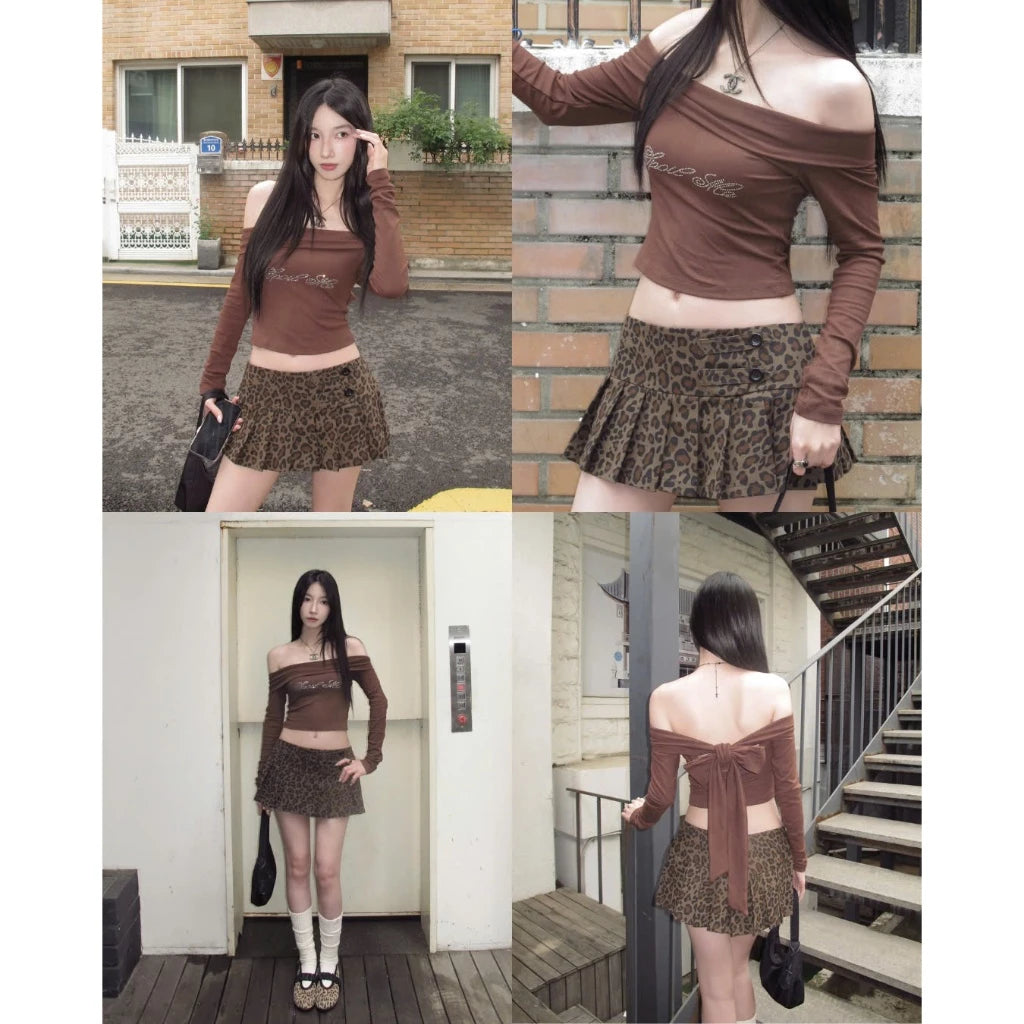 KILL SYSTEM SECRET OFF-SHOULDER LONG SLEEVE RHINESTONE BOW BLOUSE