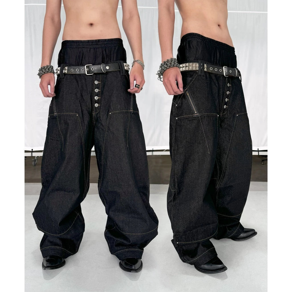 VEINDALS RAW DENIM BAGGY JEANS