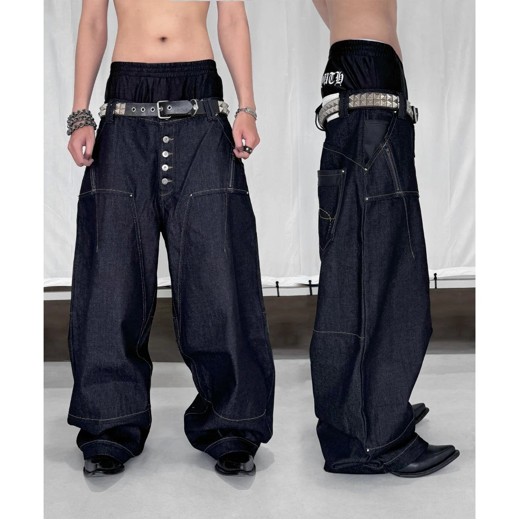VEINDALS RAW DENIM BAGGY JEANS