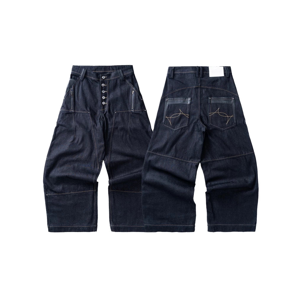 VEINDALS RAW DENIM BAGGY JEANS