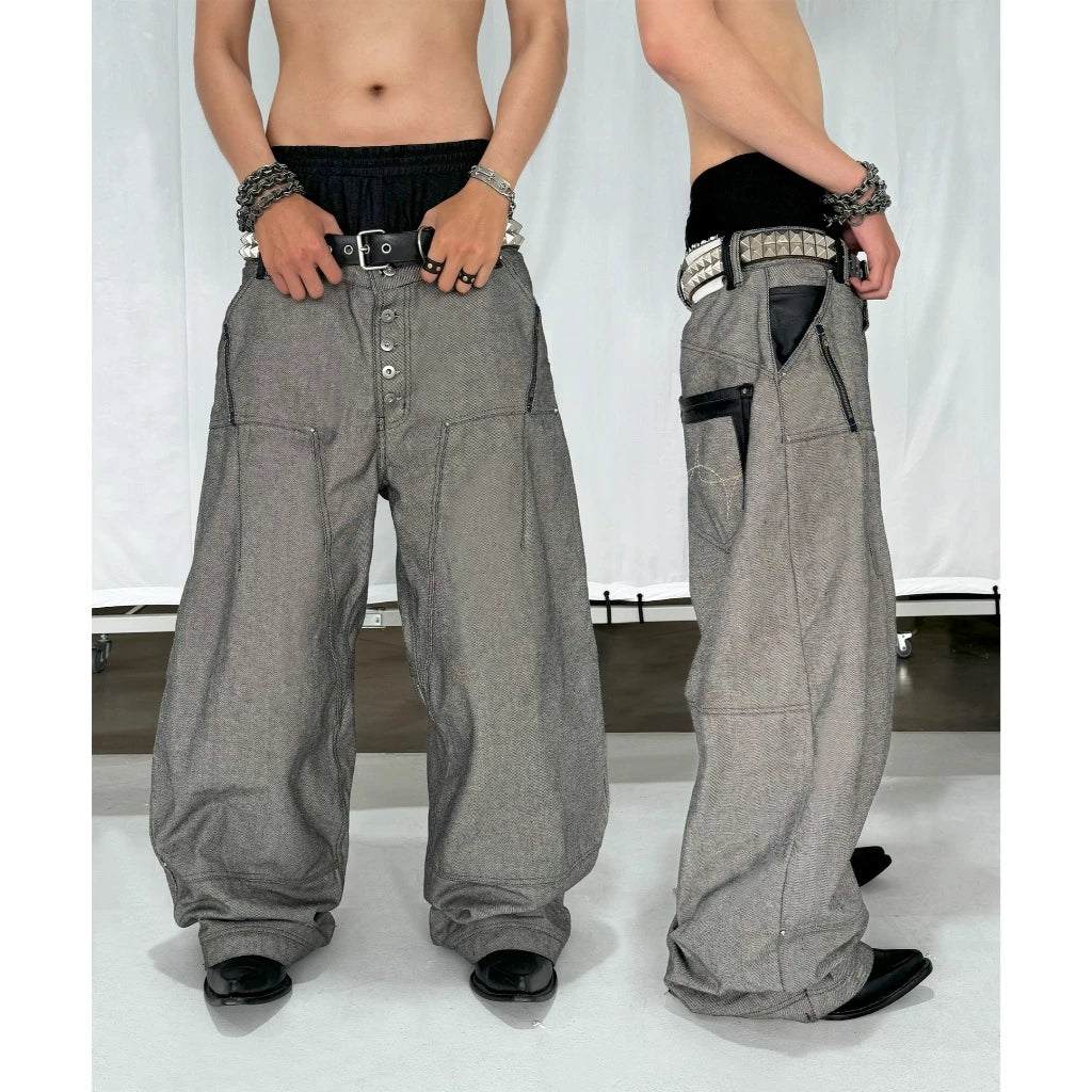 VEINDALS RAW DENIM BAGGY JEANS